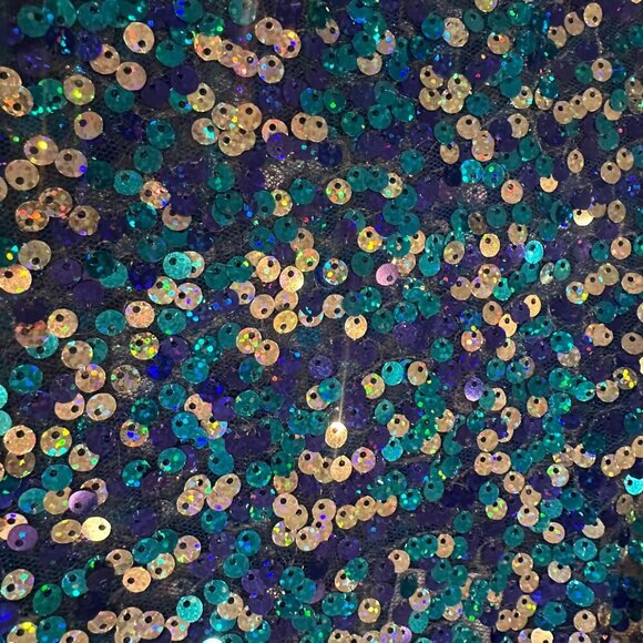 Blue Sequin Racerback Crop Top Dancewear By Curtain Call ADULT SMALL E2068 - Picture 3 of 9